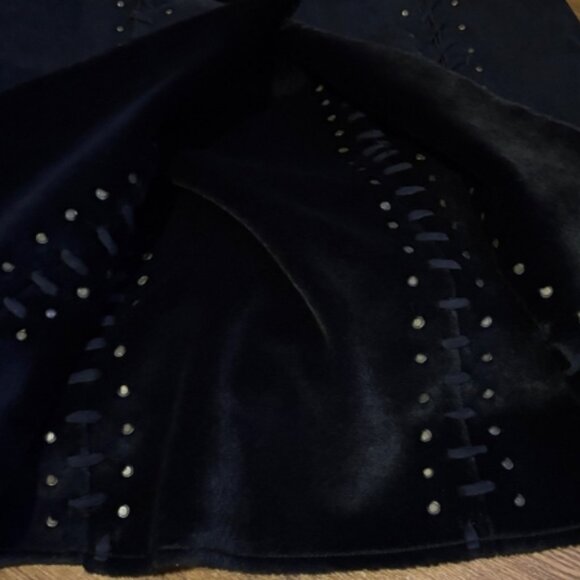 Dennis Basso Black Studded Trench Whip stitch Fur Lined Coat🆕⌚📦🏃💨🚚 - Picture 10 of 16